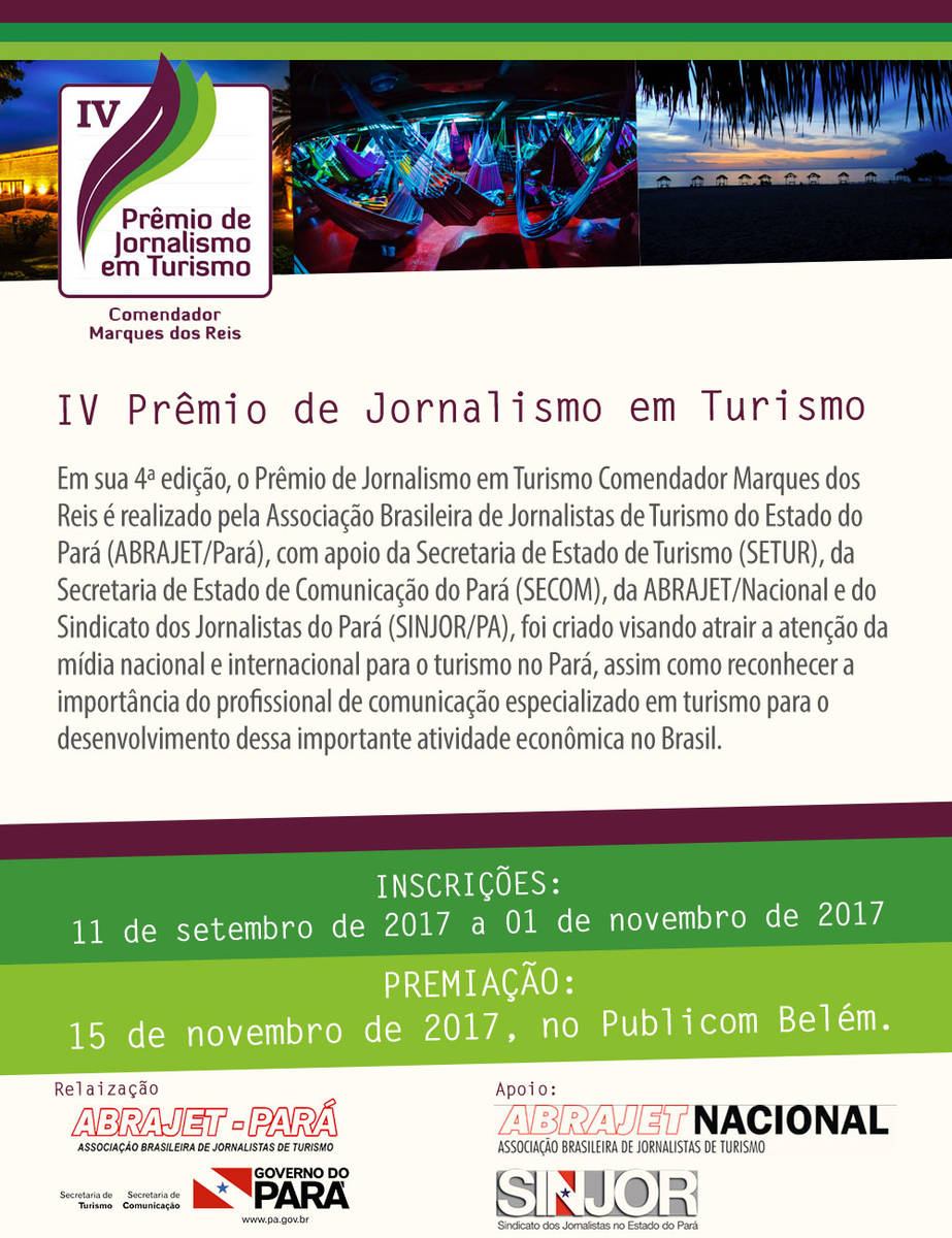 Prêmio de Jornalismo em Turismo inscreve até 1º  de novembro 